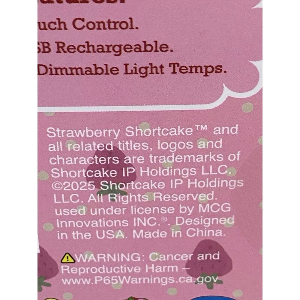 Strawberry Shortcake Touch Lamp USB Rechargeable Glass Dimmable Light‎ VIRAL NEW